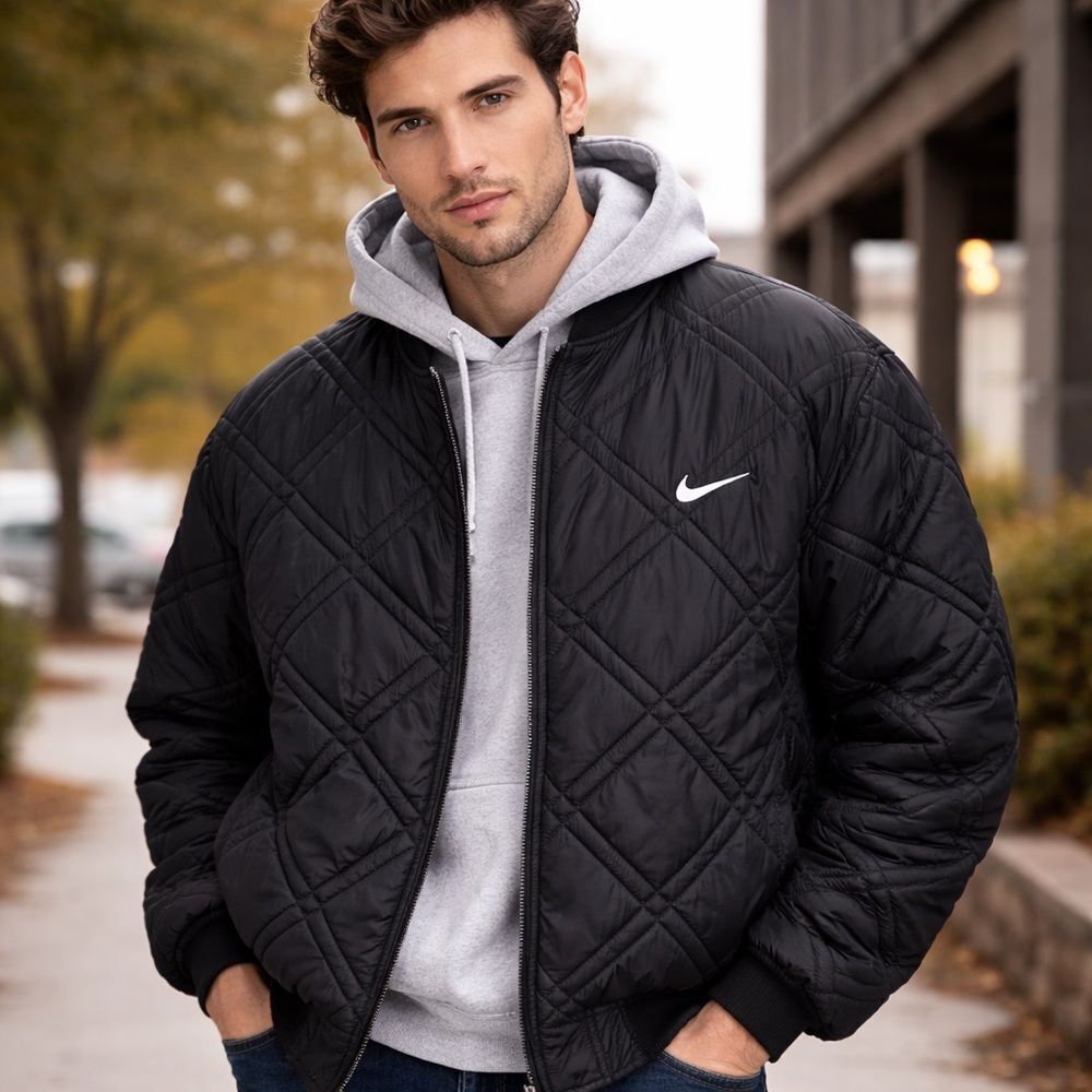 Nike Reversible Quilted Bomber Jacket – 2-in-1 White Swoosh REDUCED